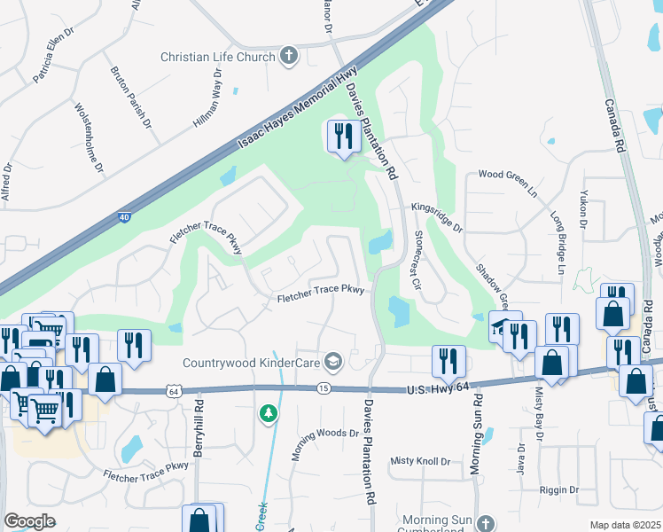 map of restaurants, bars, coffee shops, grocery stores, and more near 3077 Brandon Way Lane in Lakeland