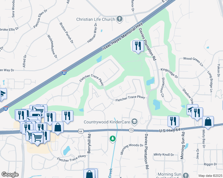 map of restaurants, bars, coffee shops, grocery stores, and more near 3095 Knob Hill Road in Lakeland