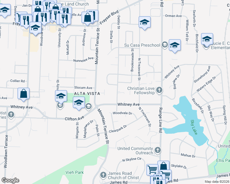 map of restaurants, bars, coffee shops, grocery stores, and more near 3075 Debby Street in Memphis
