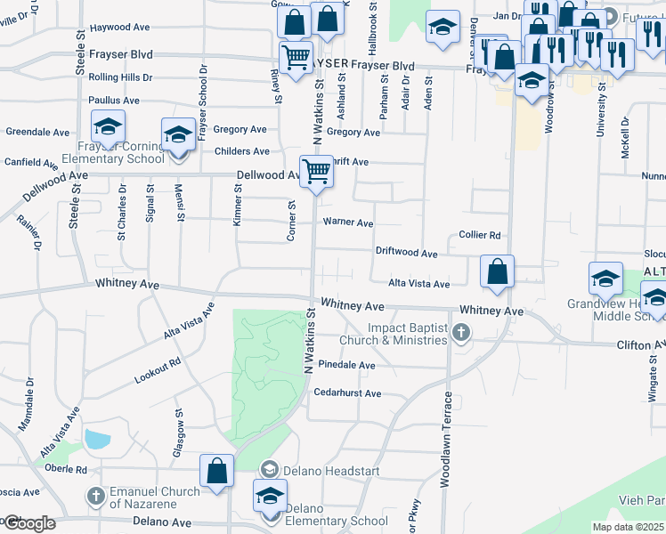 map of restaurants, bars, coffee shops, grocery stores, and more near 3068 Saint Cloud Place in Memphis