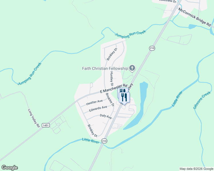 map of restaurants, bars, coffee shops, grocery stores, and more near 3004 Brinkley Drive in Spring Lake