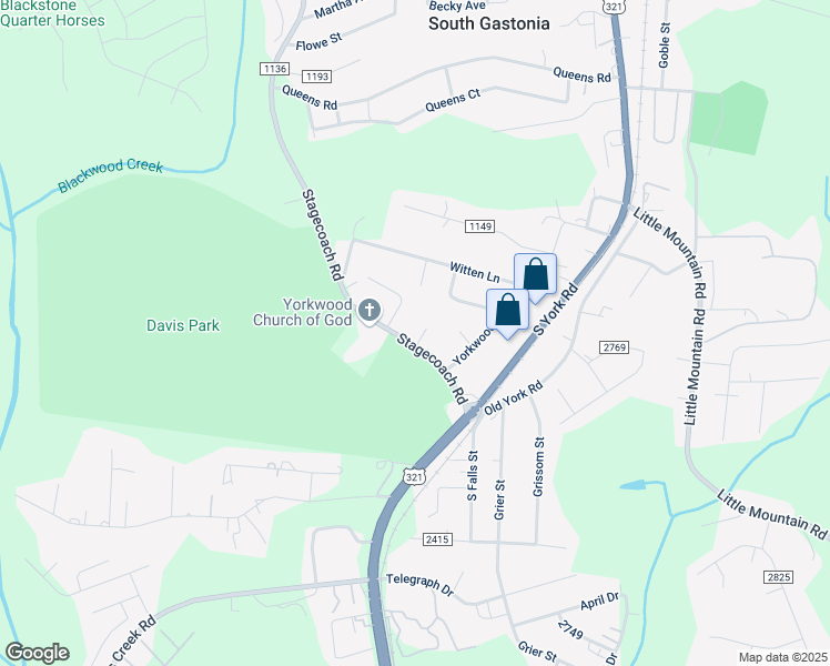 map of restaurants, bars, coffee shops, grocery stores, and more near 306 Stagecoach Road in Gastonia