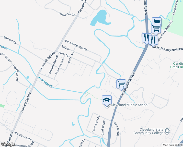 map of restaurants, bars, coffee shops, grocery stores, and more near 165 Eastview Avenue in Cleveland
