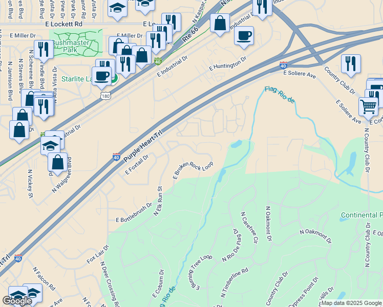 map of restaurants, bars, coffee shops, grocery stores, and more near 4286 East Broken Rock Loop in Flagstaff