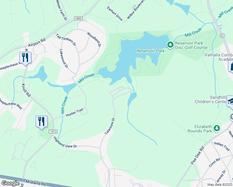 map of restaurants, bars, coffee shops, grocery stores, and more near 2211 Creswell Drive in Southern Pines