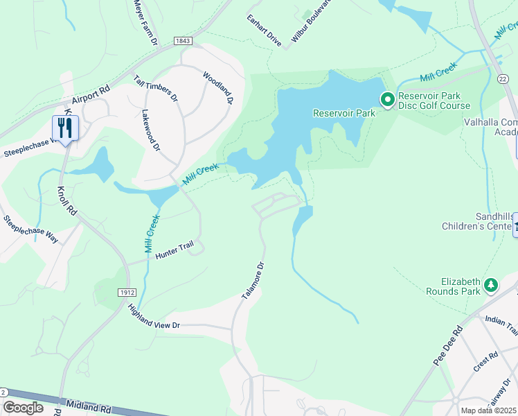 map of restaurants, bars, coffee shops, grocery stores, and more near 2211 Creswell Drive in Southern Pines