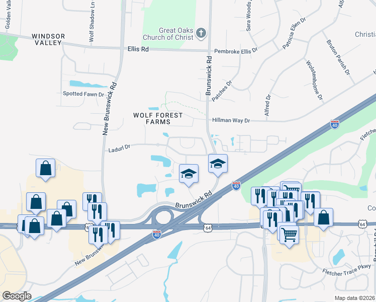 map of restaurants, bars, coffee shops, grocery stores, and more near 8767 Sterling Drive in Memphis