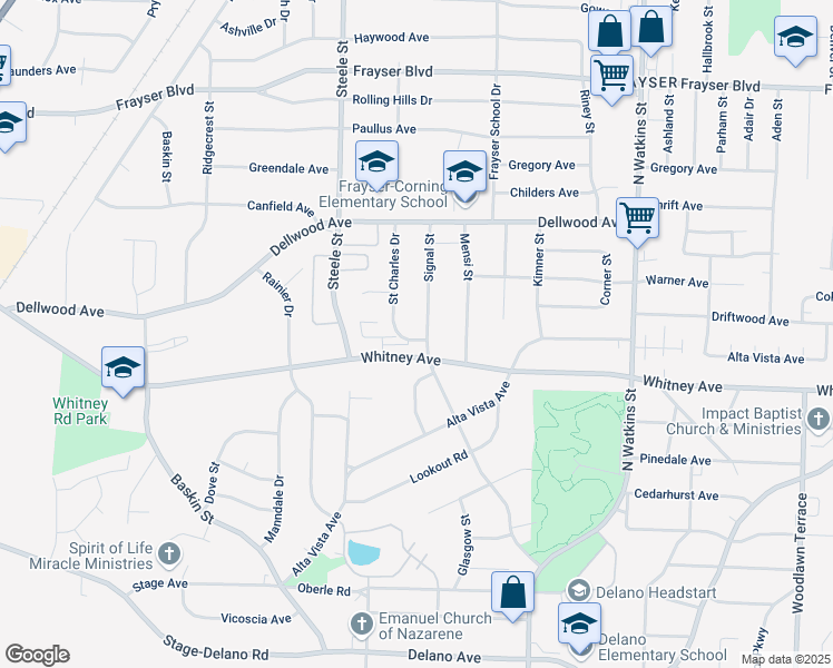 map of restaurants, bars, coffee shops, grocery stores, and more near 3077 Signal Street in Memphis