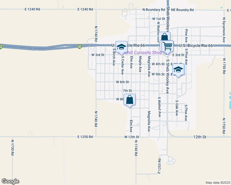 map of restaurants, bars, coffee shops, grocery stores, and more near 623 South Birch Avenue in Erick