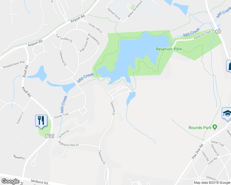 map of restaurants, bars, coffee shops, grocery stores, and more near 2131 Creswell Drive in Southern Pines