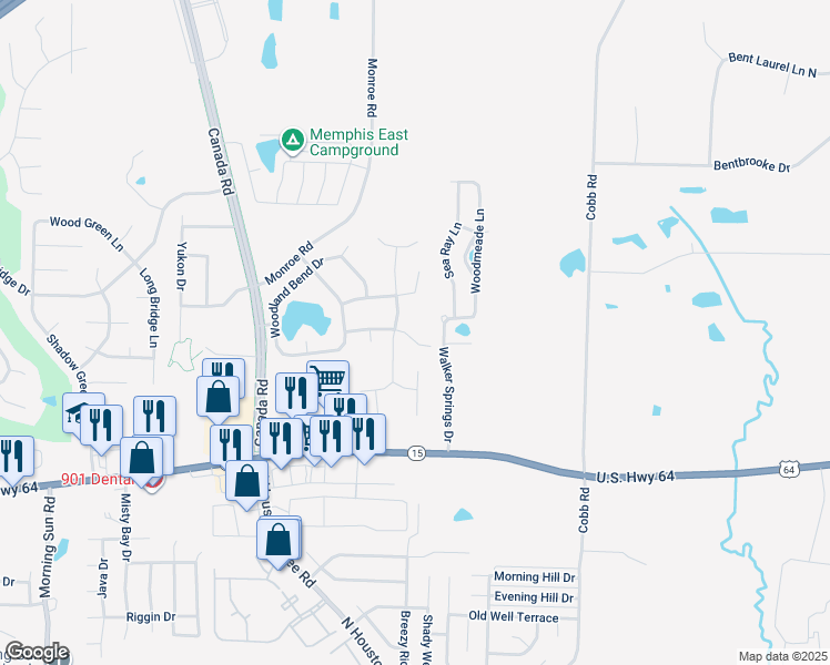 map of restaurants, bars, coffee shops, grocery stores, and more near 10060 Woodland Grove Drive in Lakeland