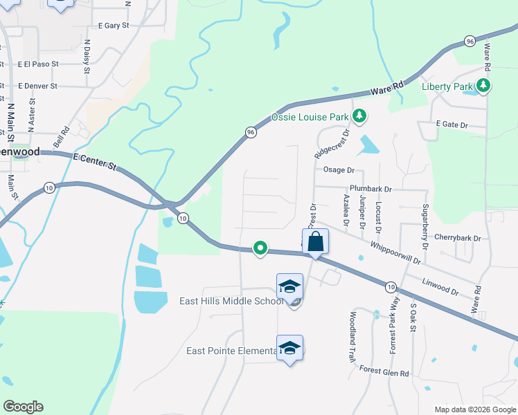 map of restaurants, bars, coffee shops, grocery stores, and more near 1178 Gracie Court in Greenwood