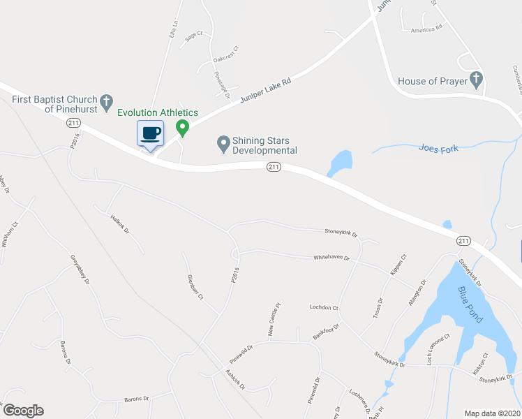 map of restaurants, bars, coffee shops, grocery stores, and more near 99 Stoneykirk Drive in Pinehurst