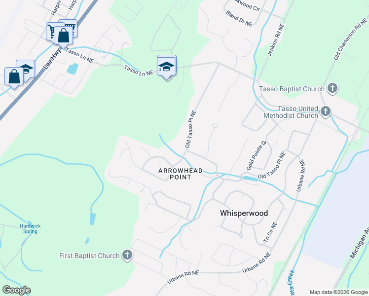 map of restaurants, bars, coffee shops, grocery stores, and more near 351 Old Tasso Place Northeast in Cleveland