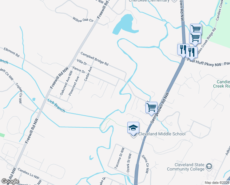 map of restaurants, bars, coffee shops, grocery stores, and more near 165 Eastview Avenue in Cleveland