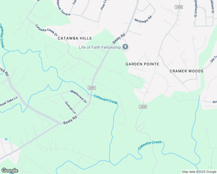 map of restaurants, bars, coffee shops, grocery stores, and more near 136 Beacon Hills Drive in Gastonia