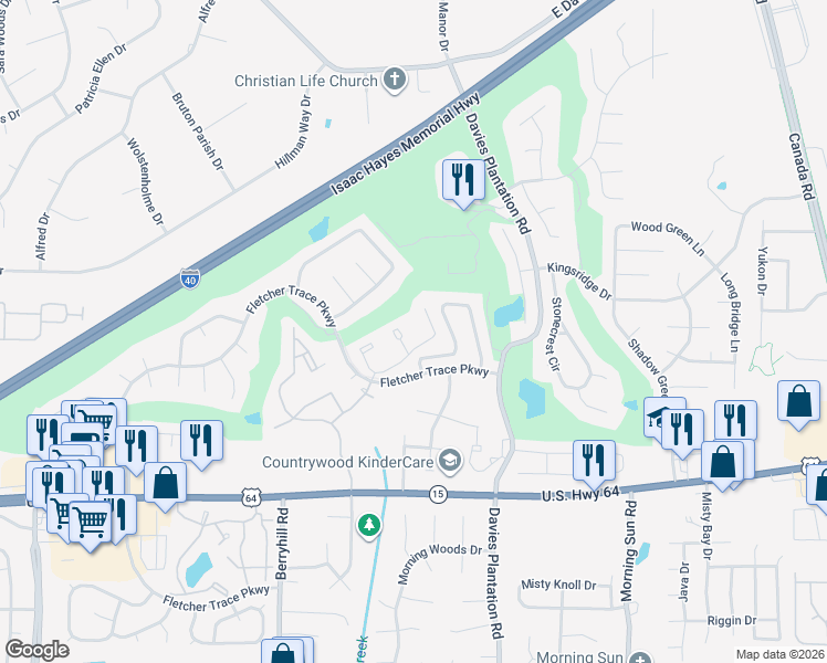 map of restaurants, bars, coffee shops, grocery stores, and more near 3092 Rising Sun Road in Lakeland