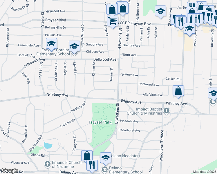 map of restaurants, bars, coffee shops, grocery stores, and more near 1788 Alta Vista Avenue in Memphis