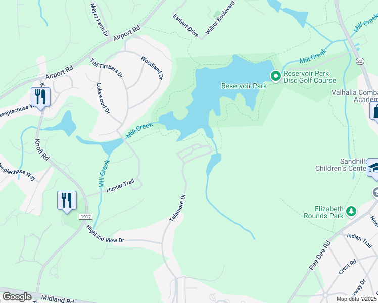 map of restaurants, bars, coffee shops, grocery stores, and more near 2131 Creswell Drive in Southern Pines