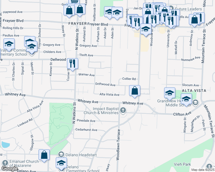 map of restaurants, bars, coffee shops, grocery stores, and more near 3072 Audrey Cove in Memphis