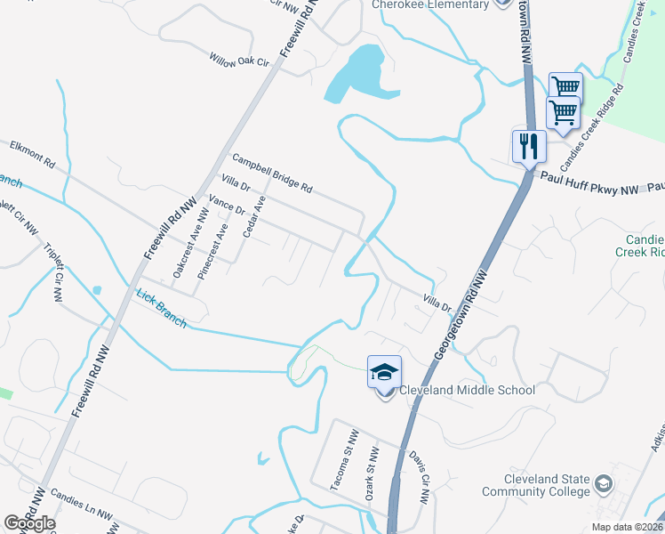 map of restaurants, bars, coffee shops, grocery stores, and more near 165 Eastview Avenue in Cleveland