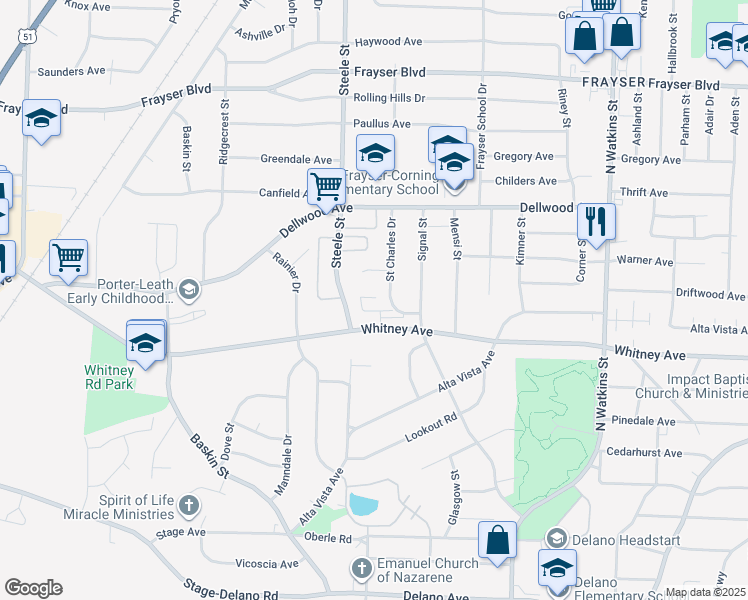 map of restaurants, bars, coffee shops, grocery stores, and more near 3071 Saint Charles Drive in Memphis