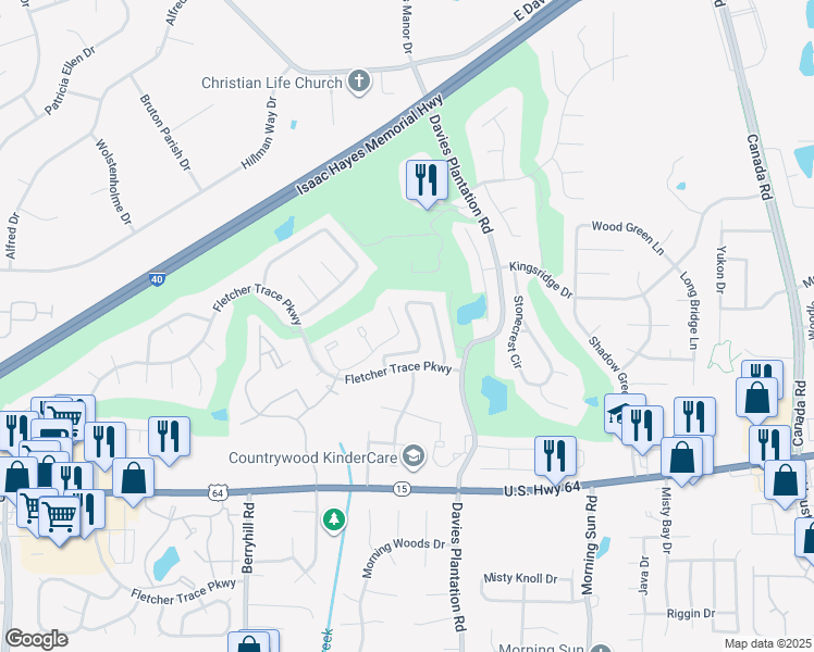 map of restaurants, bars, coffee shops, grocery stores, and more near 3077 Brandon Way Lane in Lakeland