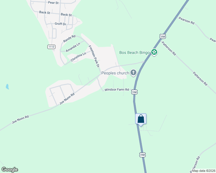 map of restaurants, bars, coffee shops, grocery stores, and more near 233 Windsor Farm Road in Kinston