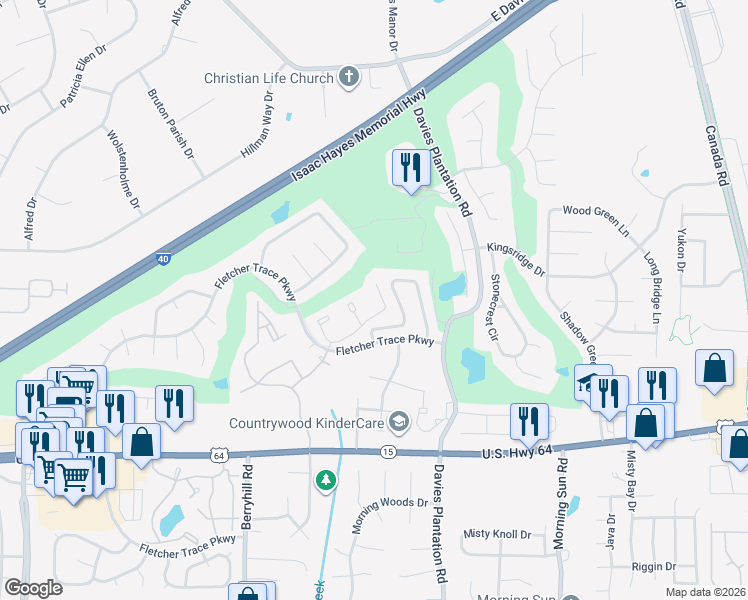 map of restaurants, bars, coffee shops, grocery stores, and more near 3092 Rising Sun Road in Lakeland