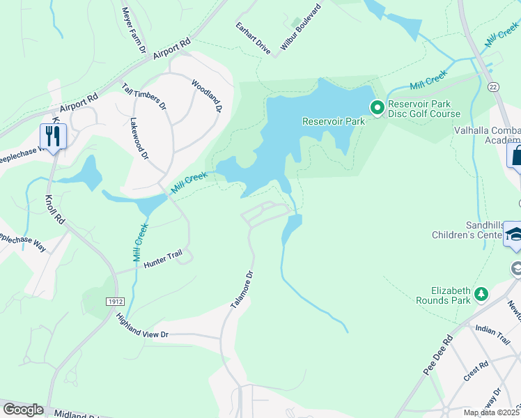 map of restaurants, bars, coffee shops, grocery stores, and more near 2131 Creswell Drive in Southern Pines