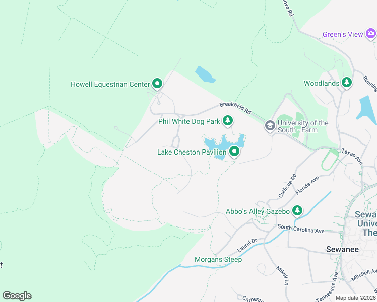 map of restaurants, bars, coffee shops, grocery stores, and more near 277 Wiggins Creek Drive in Sewanee