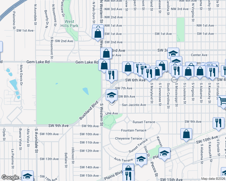 map of restaurants, bars, coffee shops, grocery stores, and more near 703 South Independence Street in Amarillo