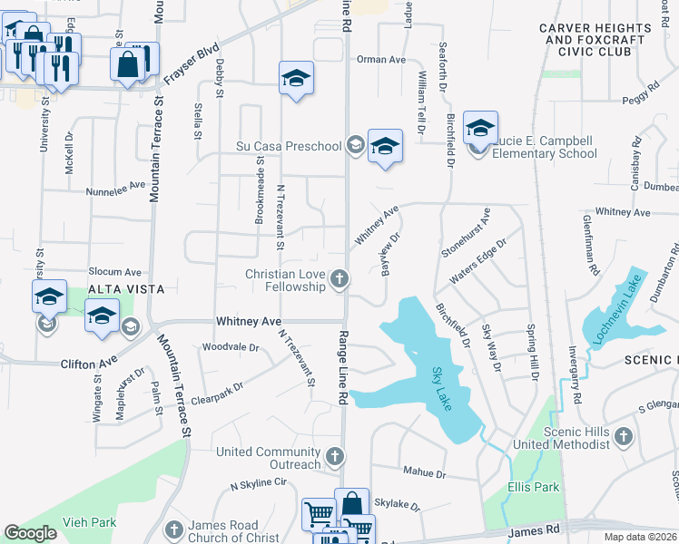 map of restaurants, bars, coffee shops, grocery stores, and more near 3081 Range Line Road in Memphis