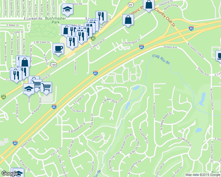 map of restaurants, bars, coffee shops, grocery stores, and more near 4286 East Broken Rock Loop in Flagstaff