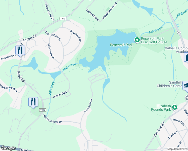 map of restaurants, bars, coffee shops, grocery stores, and more near 2131 Creswell Drive in Southern Pines