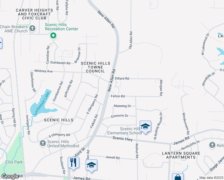 map of restaurants, bars, coffee shops, grocery stores, and more near 3078 Felton Road in Memphis