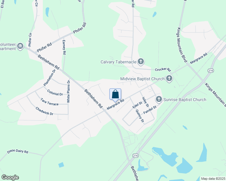 map of restaurants, bars, coffee shops, grocery stores, and more near 914 Margrace Road in Kings Mountain