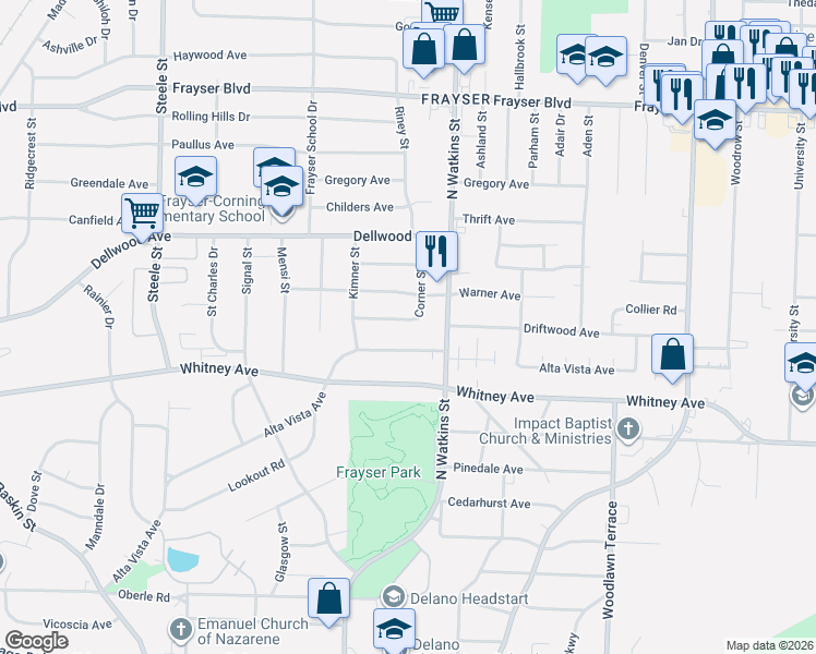 map of restaurants, bars, coffee shops, grocery stores, and more near 1738 Alta Vista Avenue in Memphis