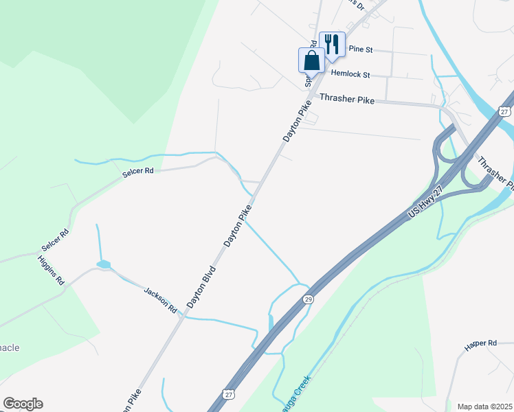 map of restaurants, bars, coffee shops, grocery stores, and more near 8213 Dayton Pike in Soddy-Daisy