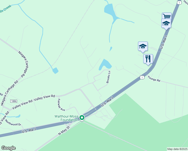 map of restaurants, bars, coffee shops, grocery stores, and more near 121 Brooks Lane in Southern Pines
