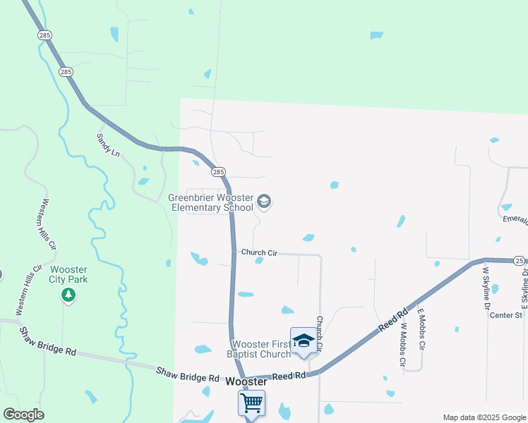map of restaurants, bars, coffee shops, grocery stores, and more near 9 Church Circle in Greenbrier
