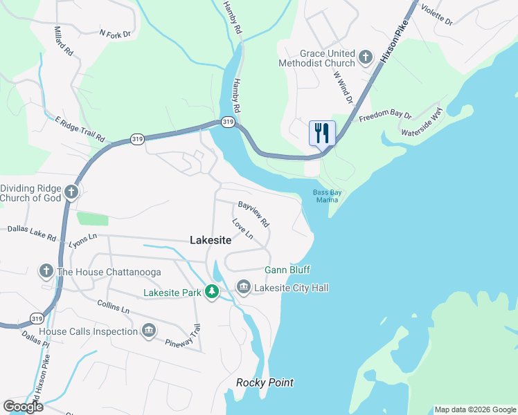 map of restaurants, bars, coffee shops, grocery stores, and more near 2429 Dockside Drive in Lakesite