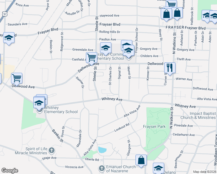 map of restaurants, bars, coffee shops, grocery stores, and more near 1502 Saint Charles Cove in Memphis
