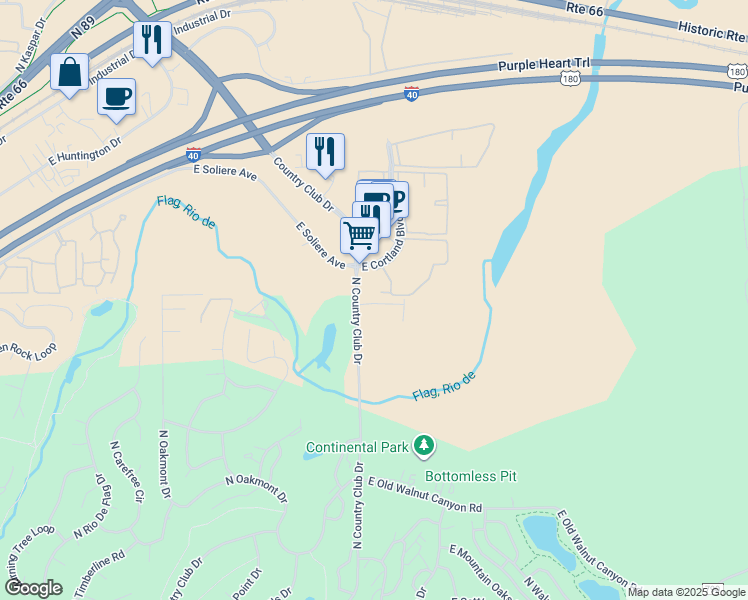 map of restaurants, bars, coffee shops, grocery stores, and more near 5205 East Cortland Boulevard in Flagstaff