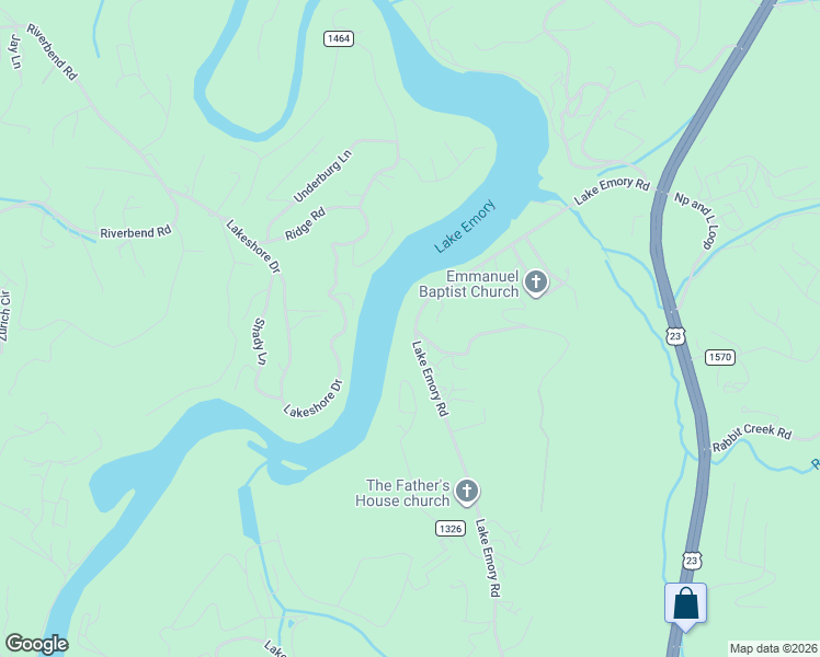 map of restaurants, bars, coffee shops, grocery stores, and more near 1384 Lake Emory Road in Franklin