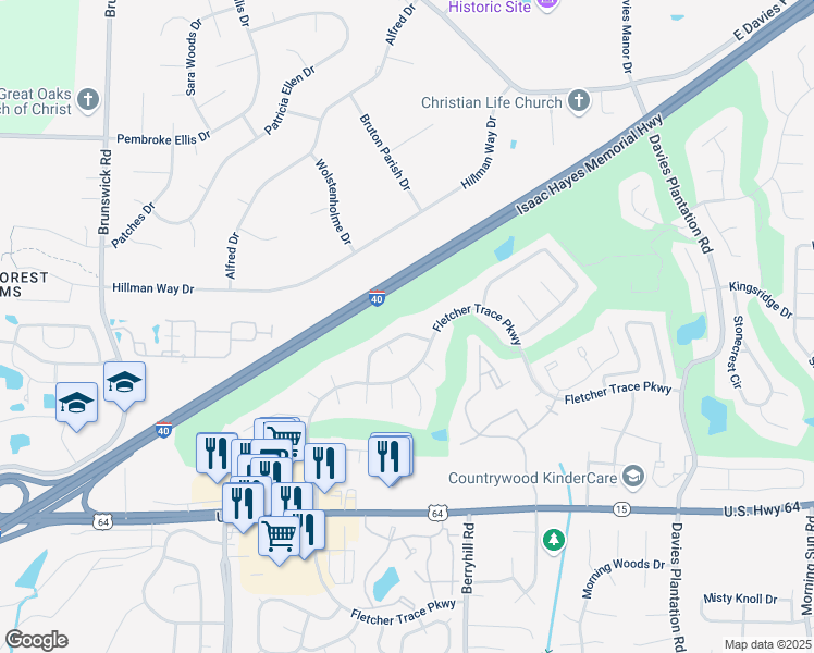 map of restaurants, bars, coffee shops, grocery stores, and more near 9172 Gainsborough Drive in Lakeland