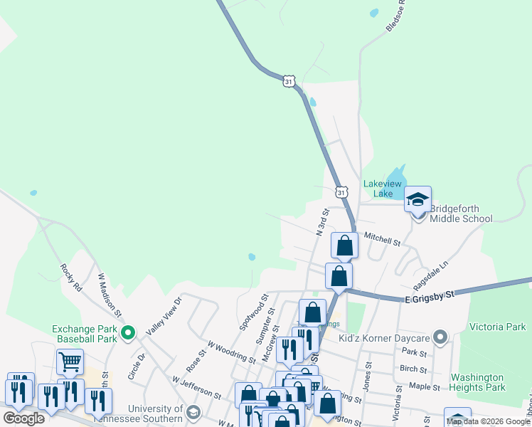 map of restaurants, bars, coffee shops, grocery stores, and more near 953 Dollar Hollow Road in Pulaski