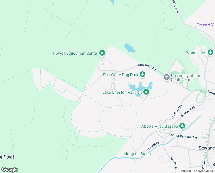 map of restaurants, bars, coffee shops, grocery stores, and more near 22 Canterbury Way in Sewanee