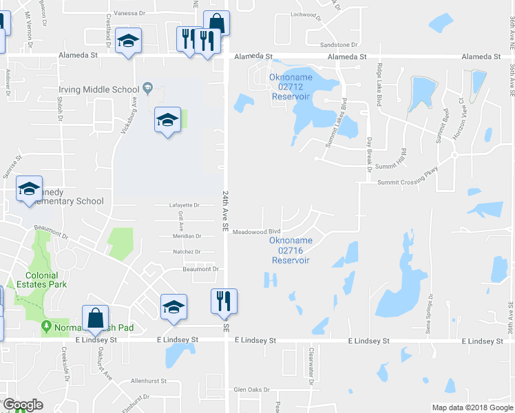 map of restaurants, bars, coffee shops, grocery stores, and more near 620 Welston Circle in Norman