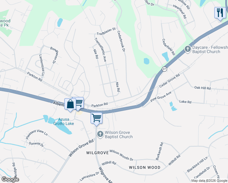 map of restaurants, bars, coffee shops, grocery stores, and more near 6939 Cedarbrook Drive in Charlotte